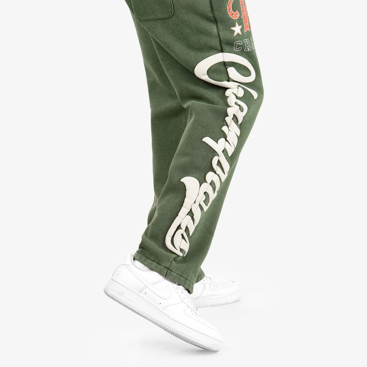 Mens World Champ Legacy Patchwork Sweatpants — Olive