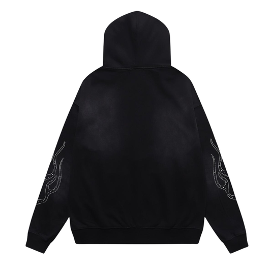 Mens Bulldog Football Graphic Zip-Up Hoodie – Black