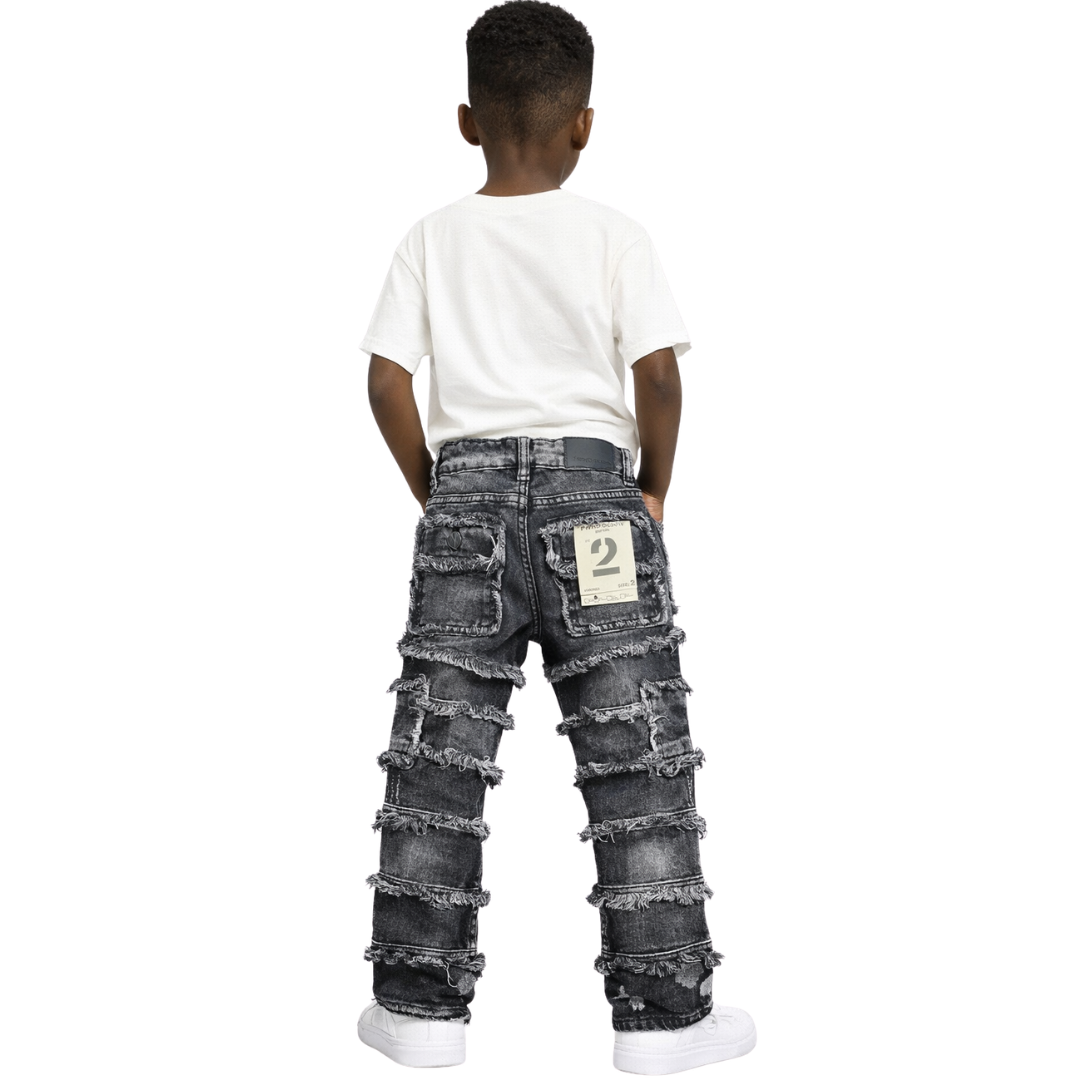 Kids Patchwork Stacked Jeans 33958
