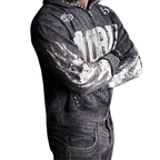 Noble White/Black Washed Rhinestone + Pearls Zip-Up