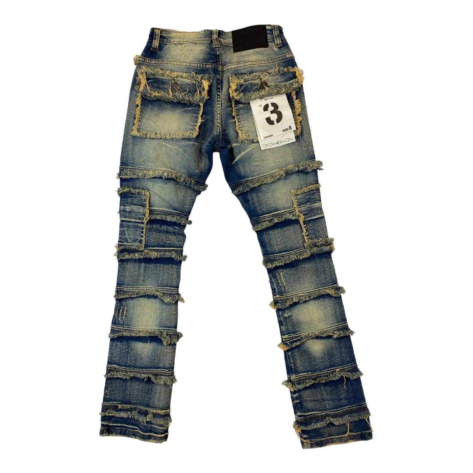 Kids Patchwork Stacked Jeans 33958