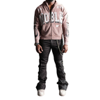 Noble Washed Hoodie - Premium Pearl Embellished Zip-Up