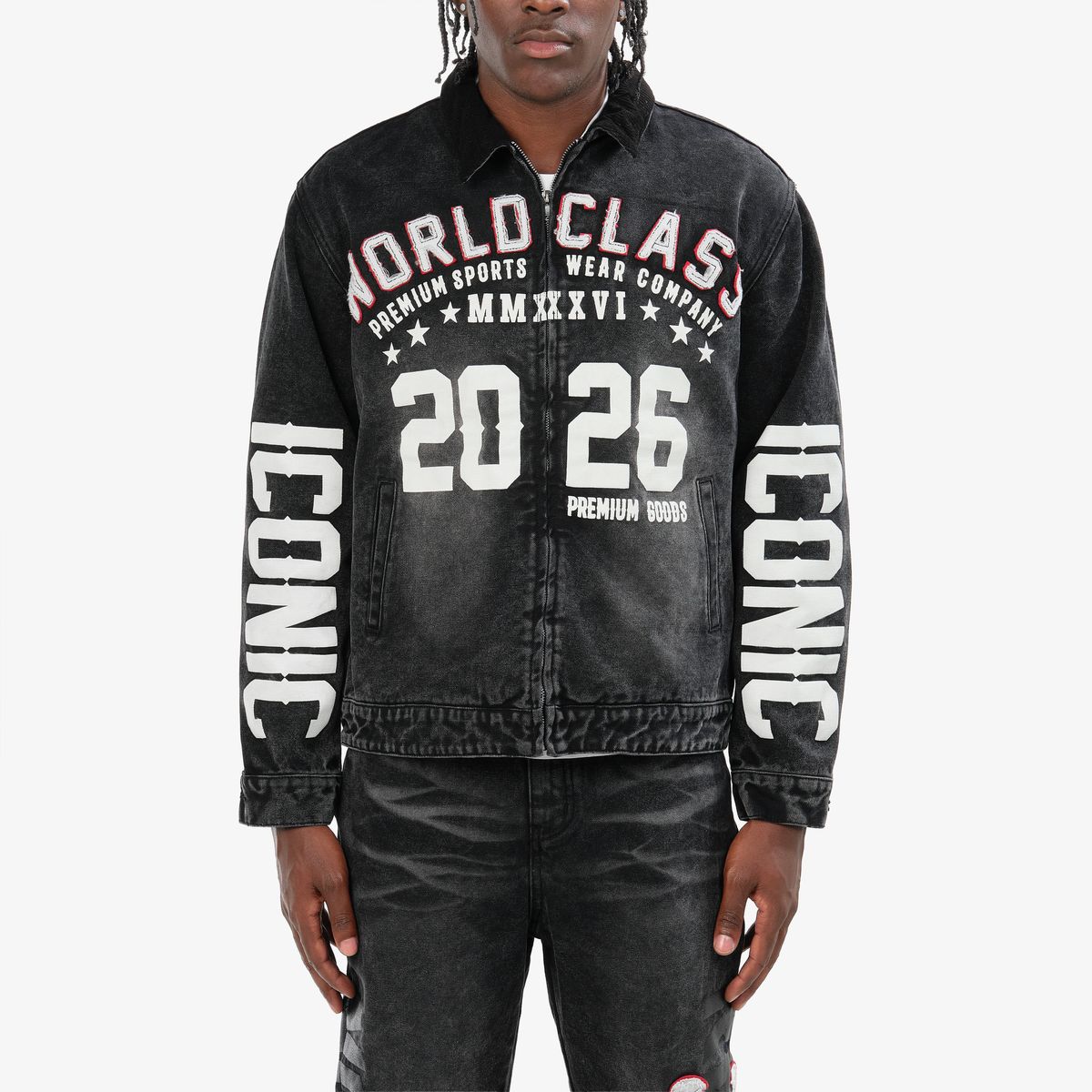 Mens World Class Denim Jacket Black