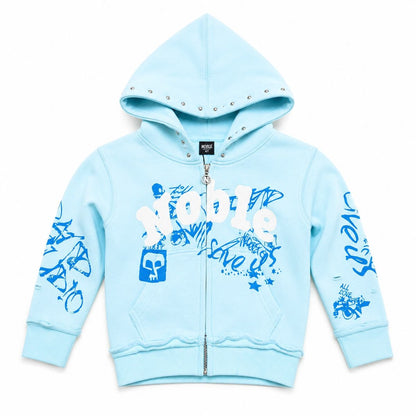 Kids Graffiti Zip-Up Hoodie Blue