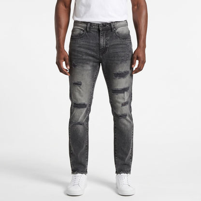 Mens Vintage Ripped Straight  Jeans - Black Wash
