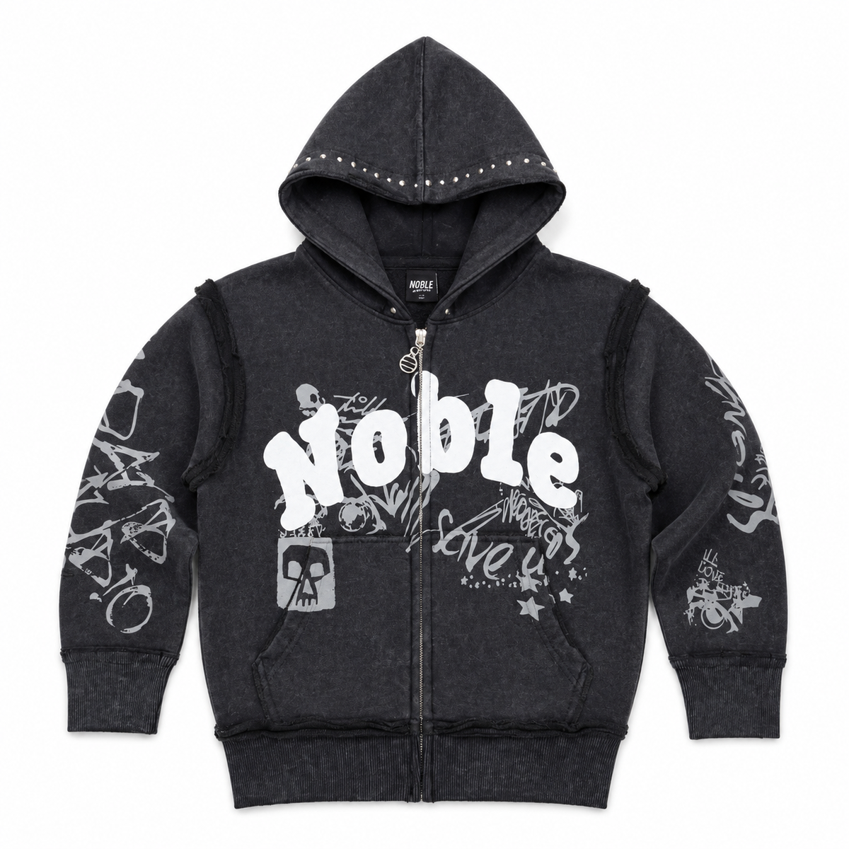 Kids Graffiti Zip Up Hoodie Black