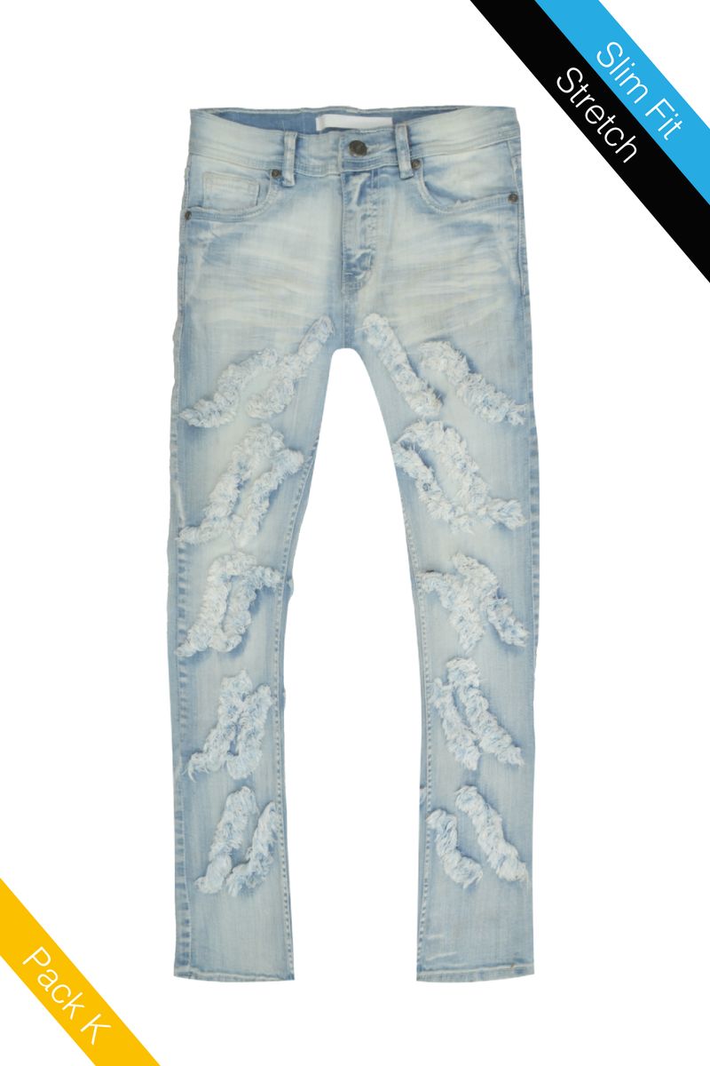 Kids Distressed Slim Fit Jeans – Ice Blue