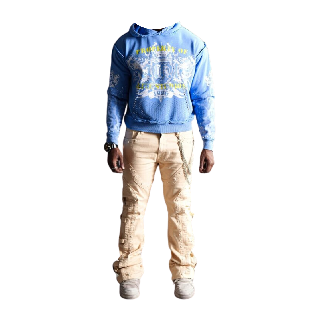 Saints Washed Hoodie - Premium Pearl Embellished
