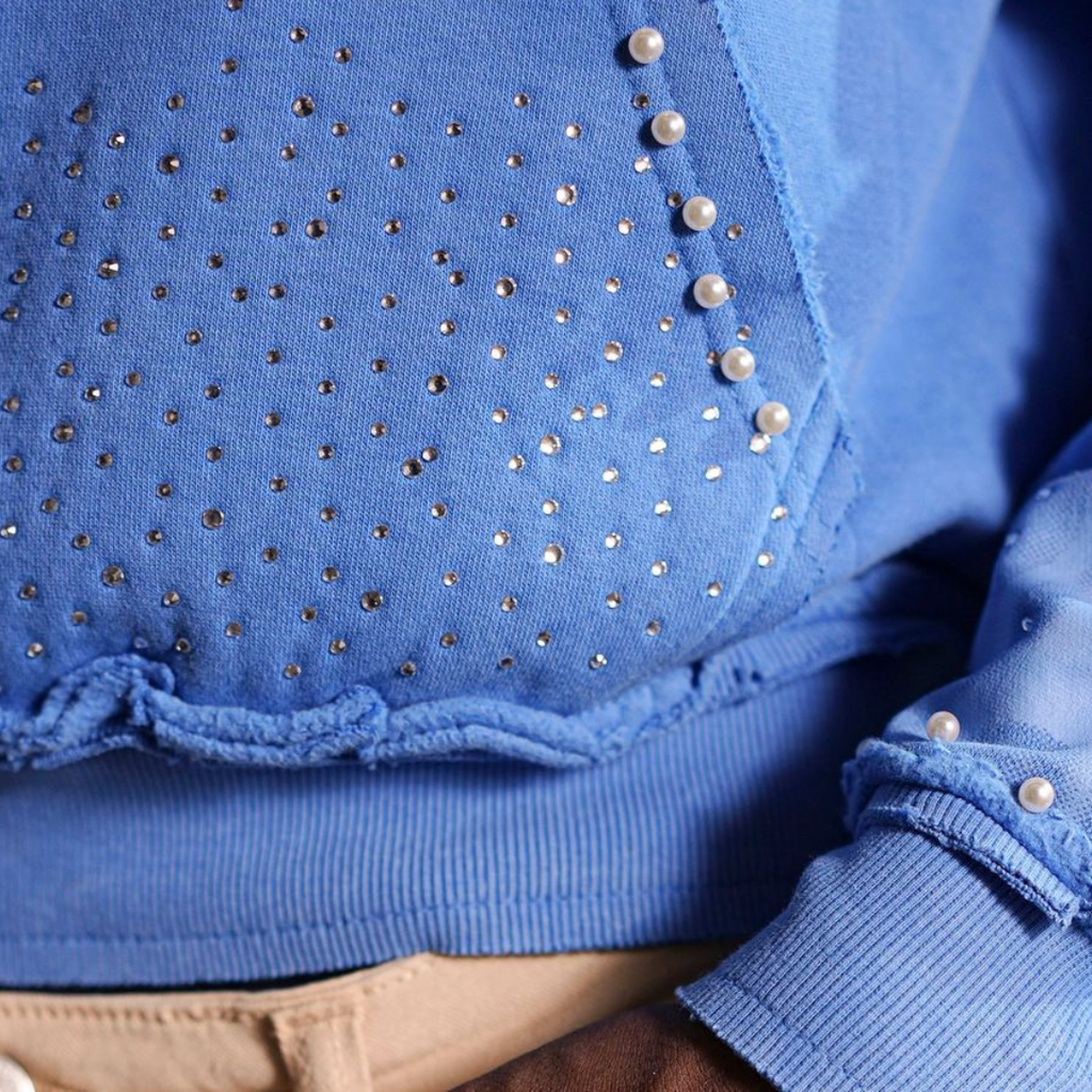 Saints Washed Hoodie - Premium Pearl Embellished