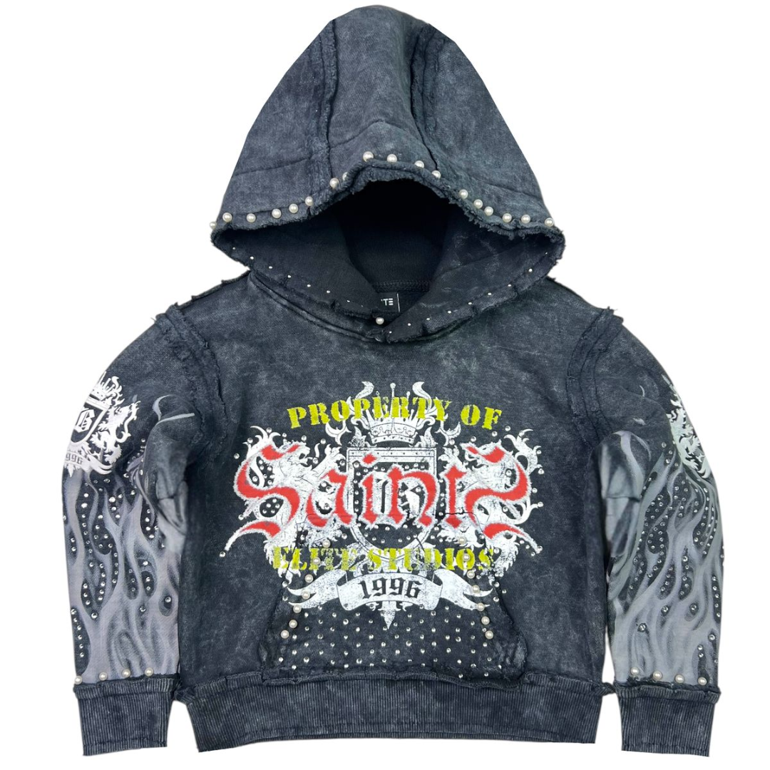 Kids Saints Hoodie - Rhinestone & Pearl Embellished