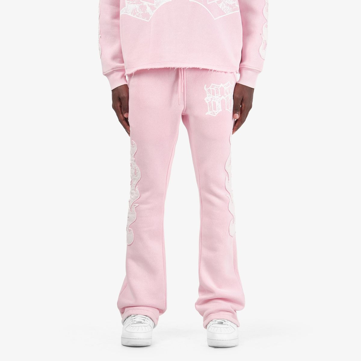 Mens Saints Distressed Applique Sweatpants – Pink