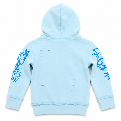 Kids Graffiti Zip-Up Hoodie Blue