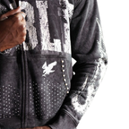 Noble White/Black Washed Rhinestone + Pearls Zip-Up