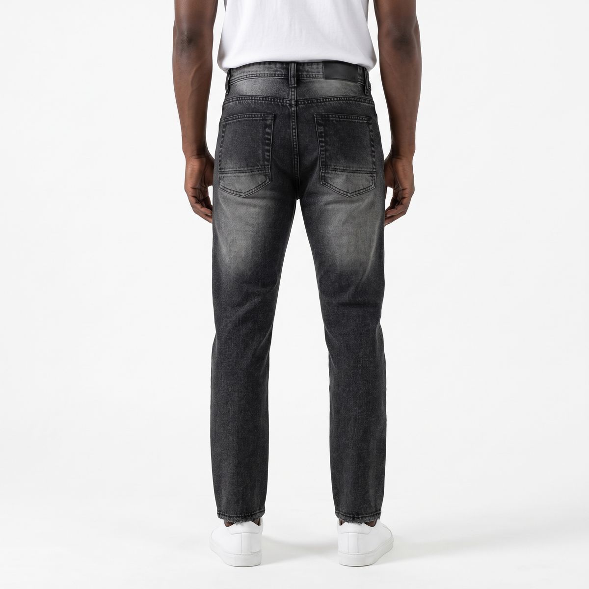 Mens Vintage Ripped Straight  Jeans - Black Wash