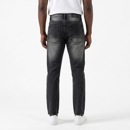 Mens Vintage Ripped Straight  Jeans - Black Wash