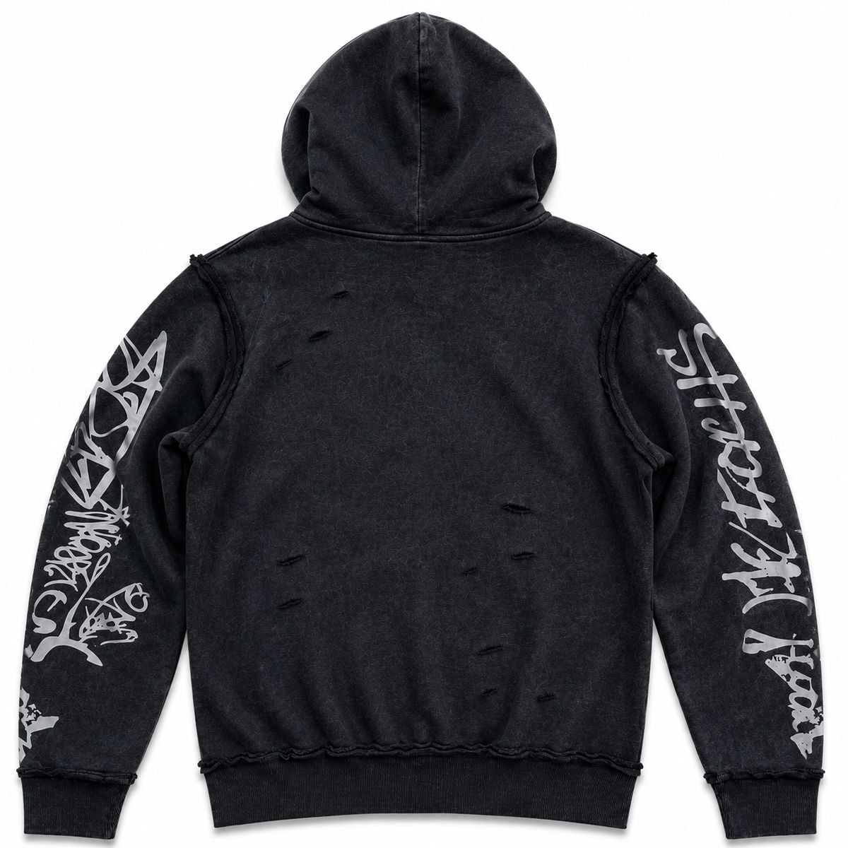 Mens Graffiti  Zip Up Hoodie Black