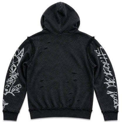Mens Graffiti  Zip Up Hoodie Black