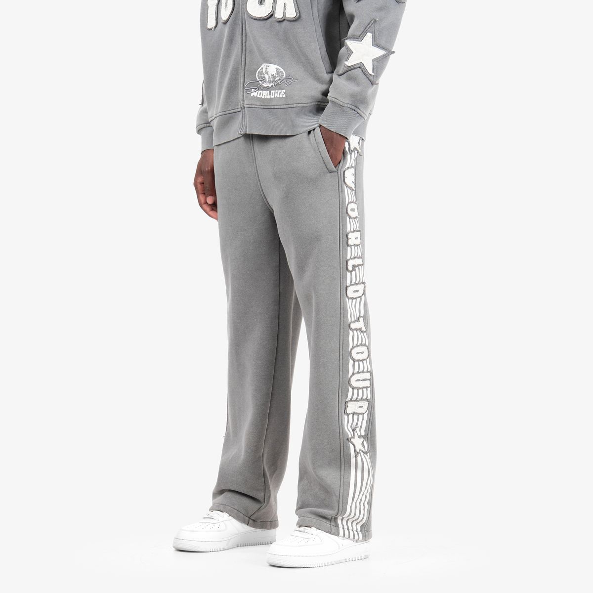 Mens World Tour Washed Grey Sweatpants