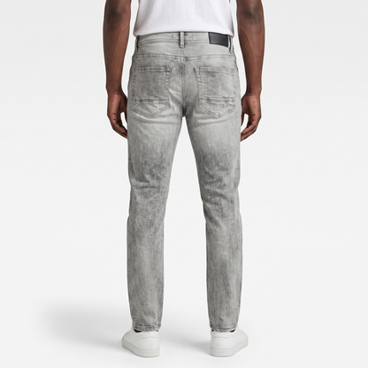 Men’s Laser Motif Slim Jeans - Light Grey