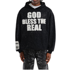 God Bless The Real Hoodie - Speckled Black Statement Streetwear