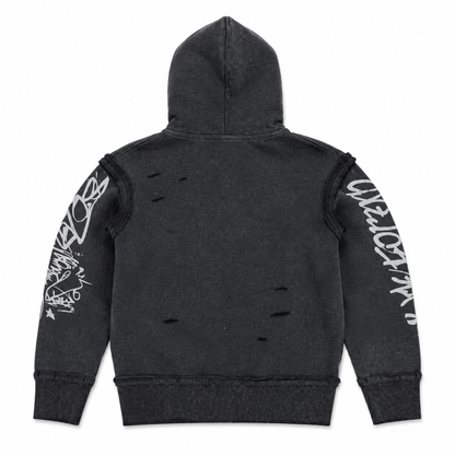 Kids Graffiti Zip Up Hoodie Black
