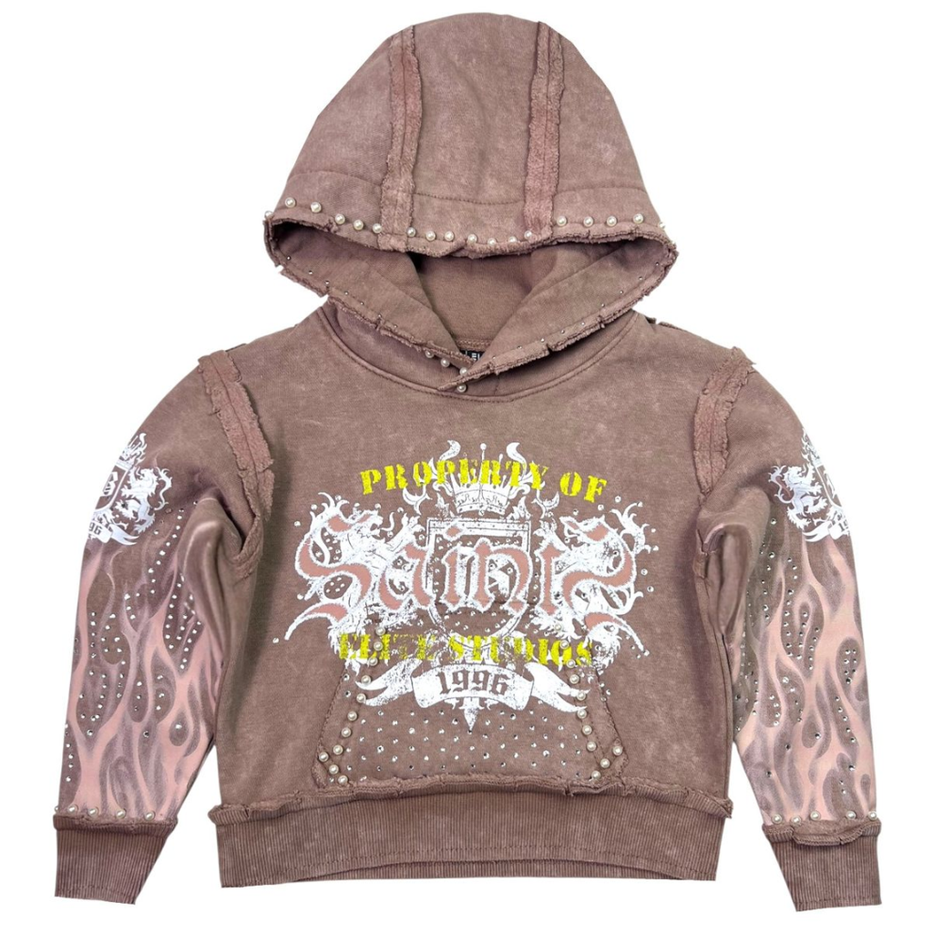 Kids Saints Hoodie - Rhinestone & Pearl Embellished