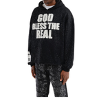 God Bless The Real Hoodie - Speckled Black Statement Streetwear