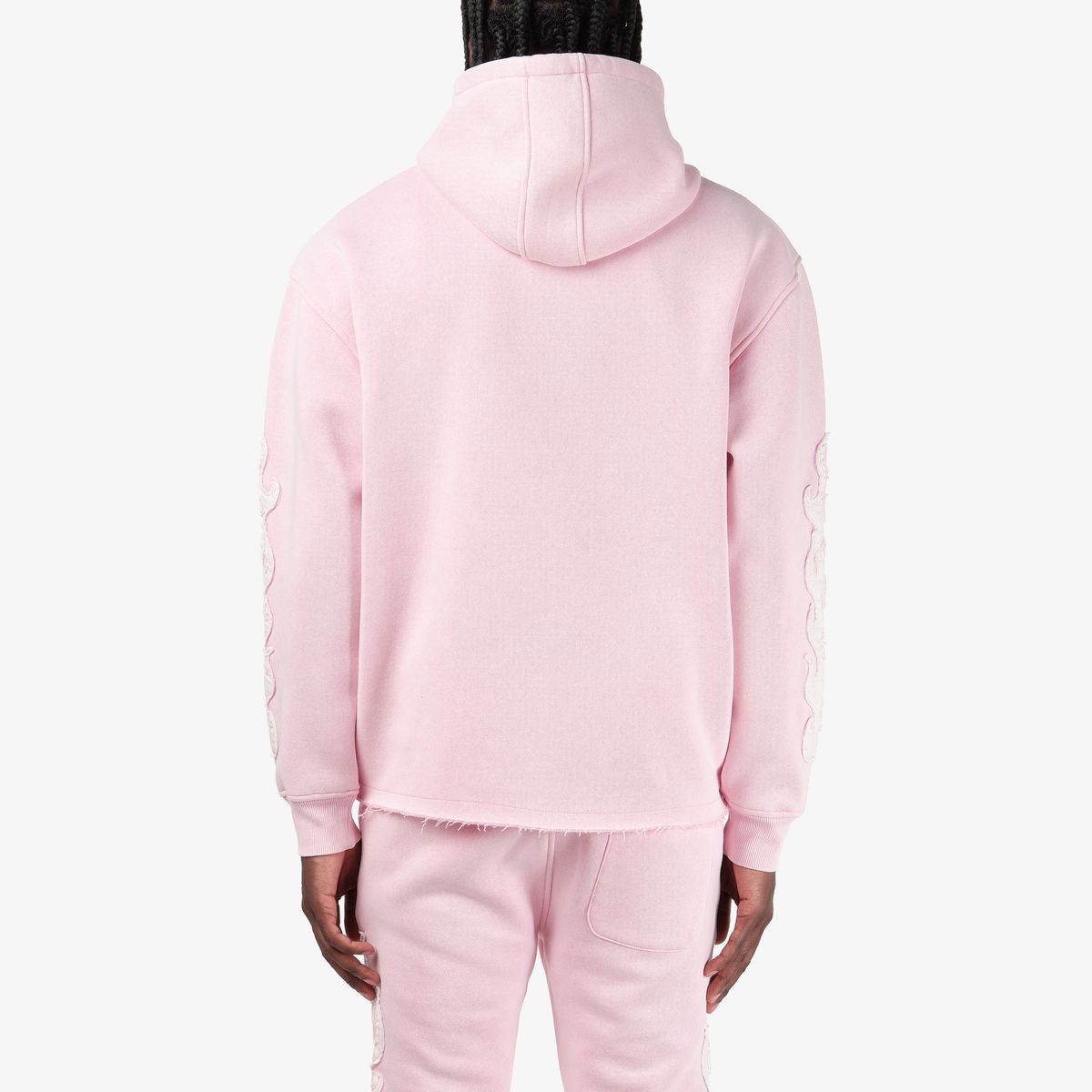 Mens Saints Distressed Applique Hoodie – Pink