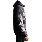 Noble White/Black Washed Rhinestone + Pearls Zip-Up