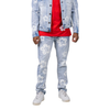 Premium Flower Denim Slim Fit Jeans in Ice Blue