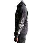 Noble White/Black Washed Rhinestone + Pearls Zip-Up