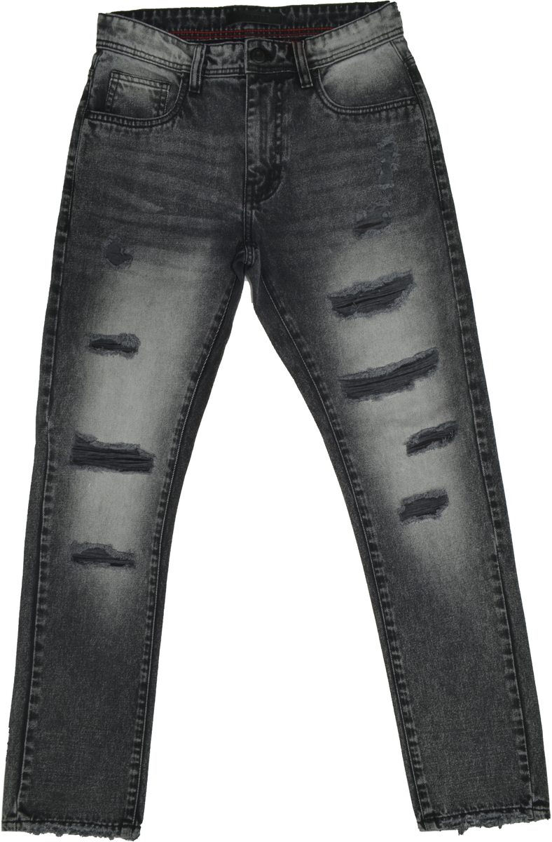 Mens Vintage Ripped Straight  Jeans - Black Wash