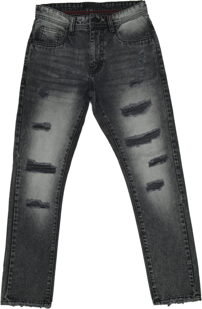 Mens Vintage Ripped Straight  Jeans - Black Wash