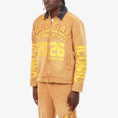 Mens Khaki World Class Graphic Zip-Up Jacket