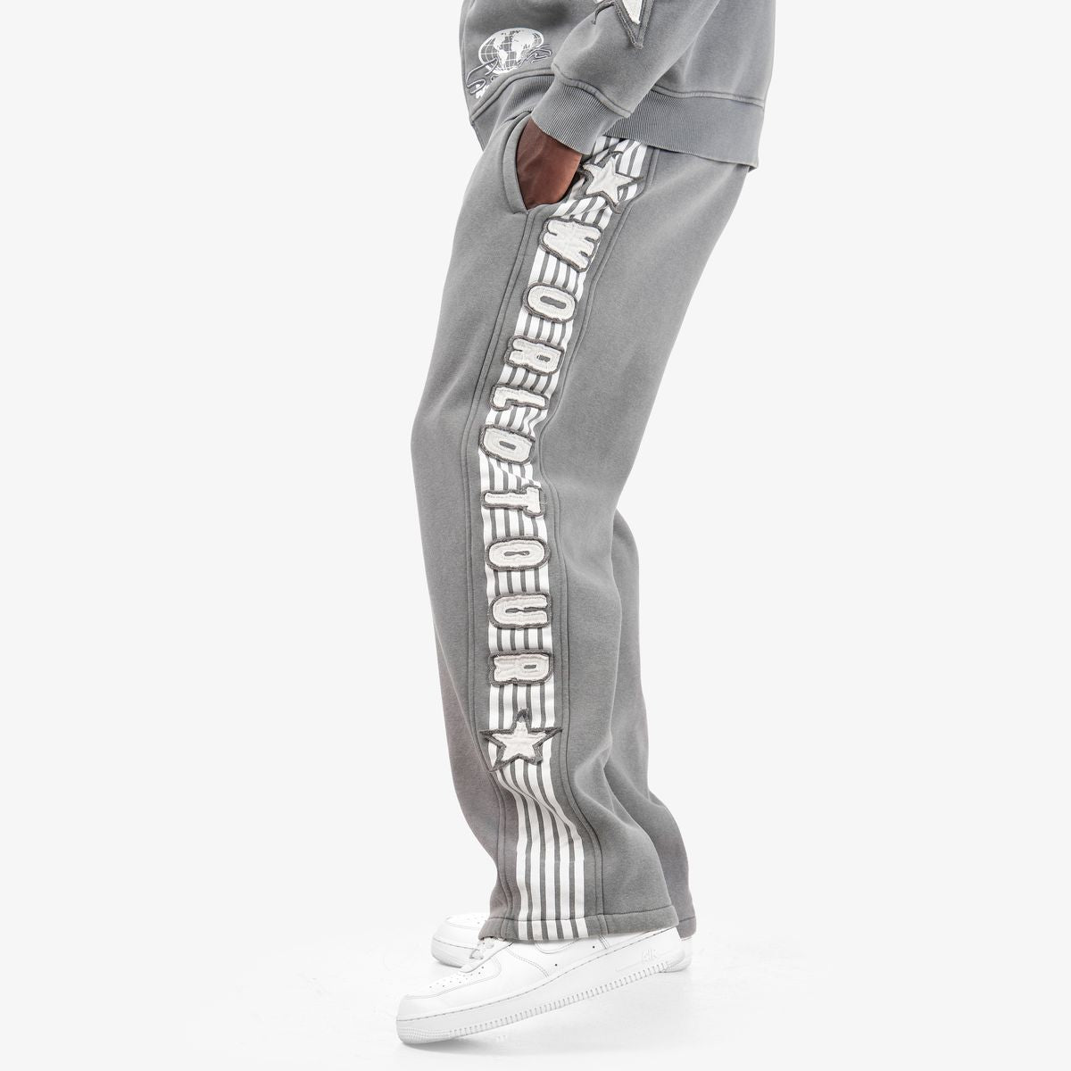 Mens World Tour Washed Grey Sweatpants