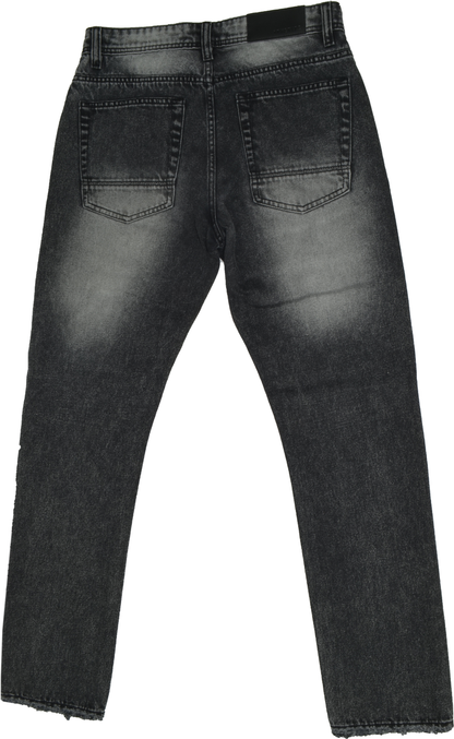 Mens Vintage Ripped Straight  Jeans - Black Wash