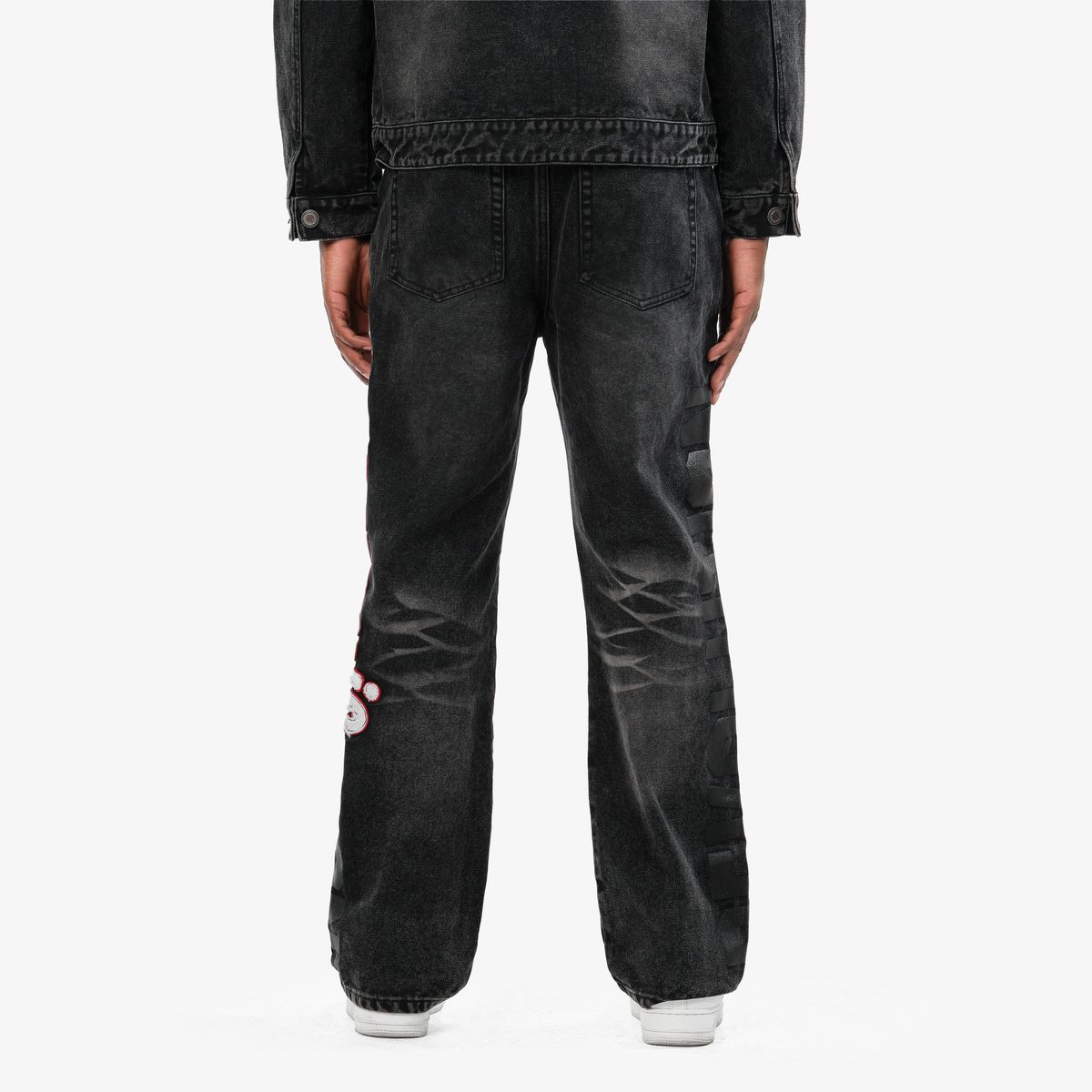 Mens Black World Class Graphic Jeans