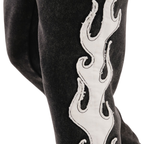 Flame Stack Sweatpants - Black with White Flame Graphics