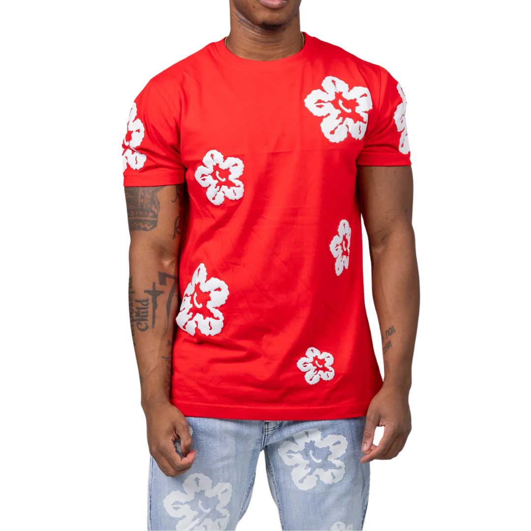 Short Sleeve Men's Flower T Shirt