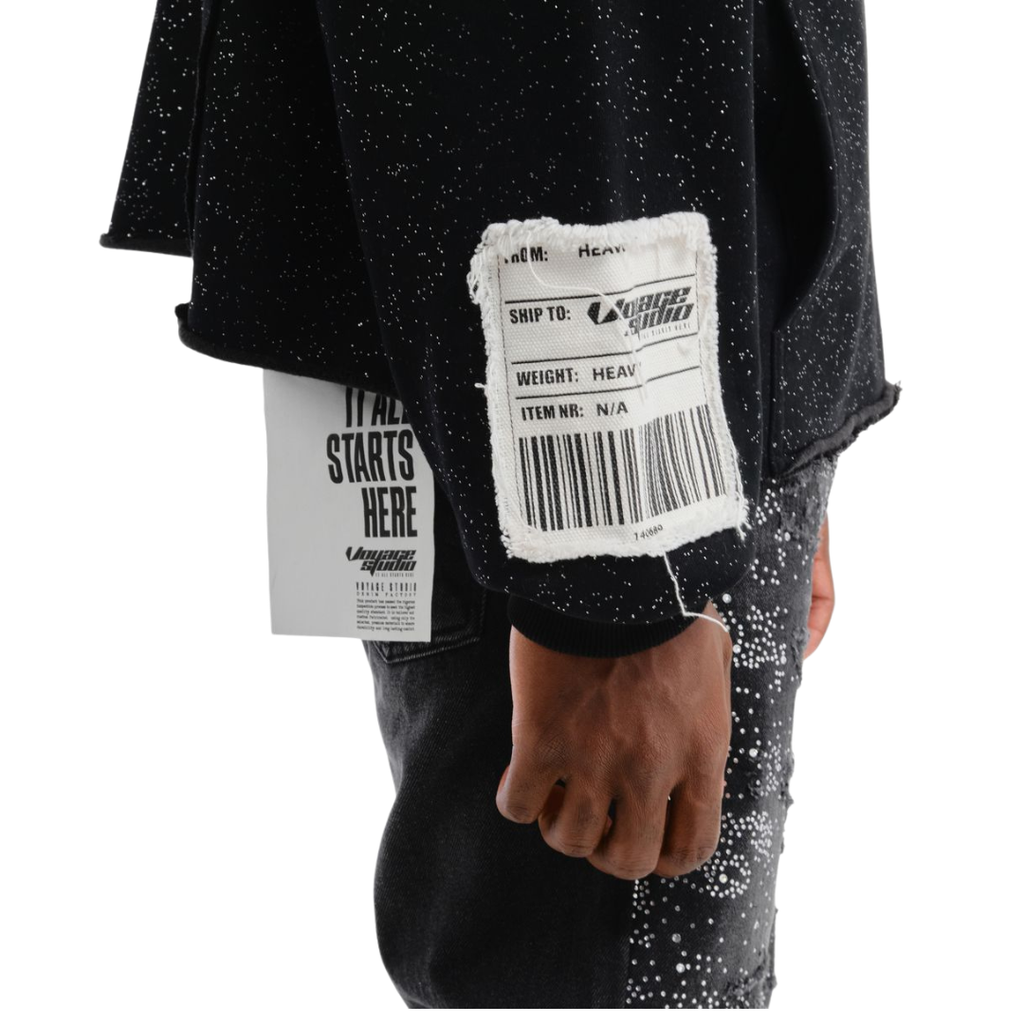 God Bless The Real Hoodie - Speckled Black Statement Streetwear