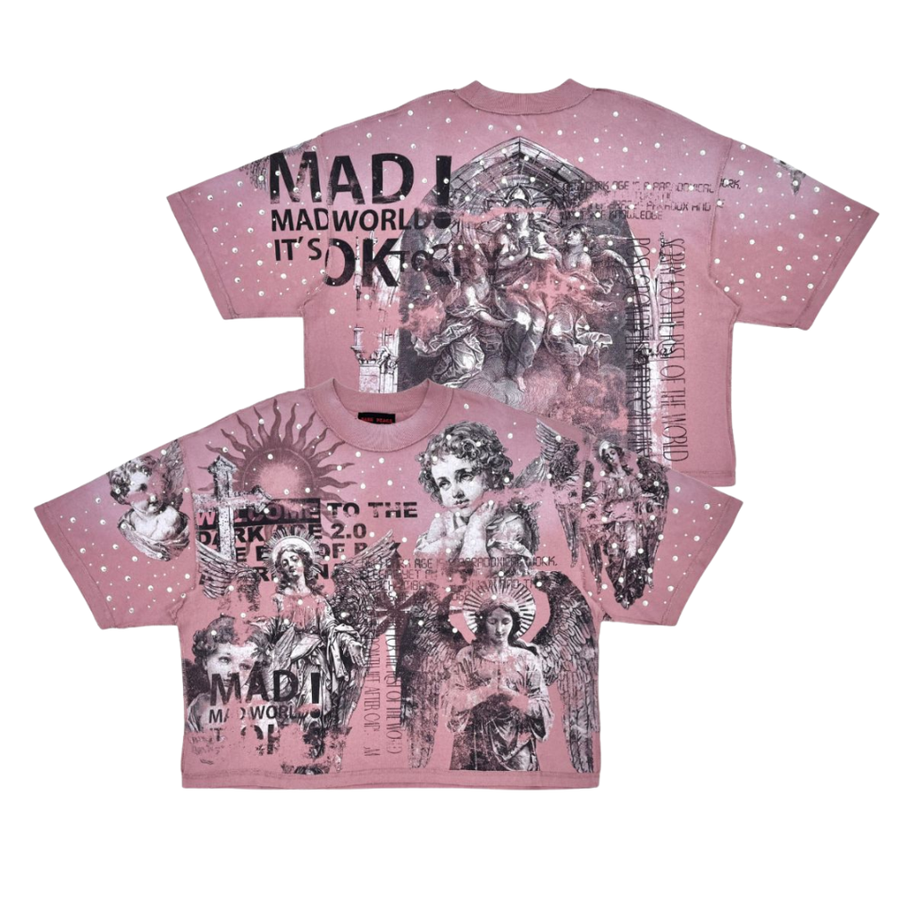 Washed Heavy Tee w/ All Over Rhinestones