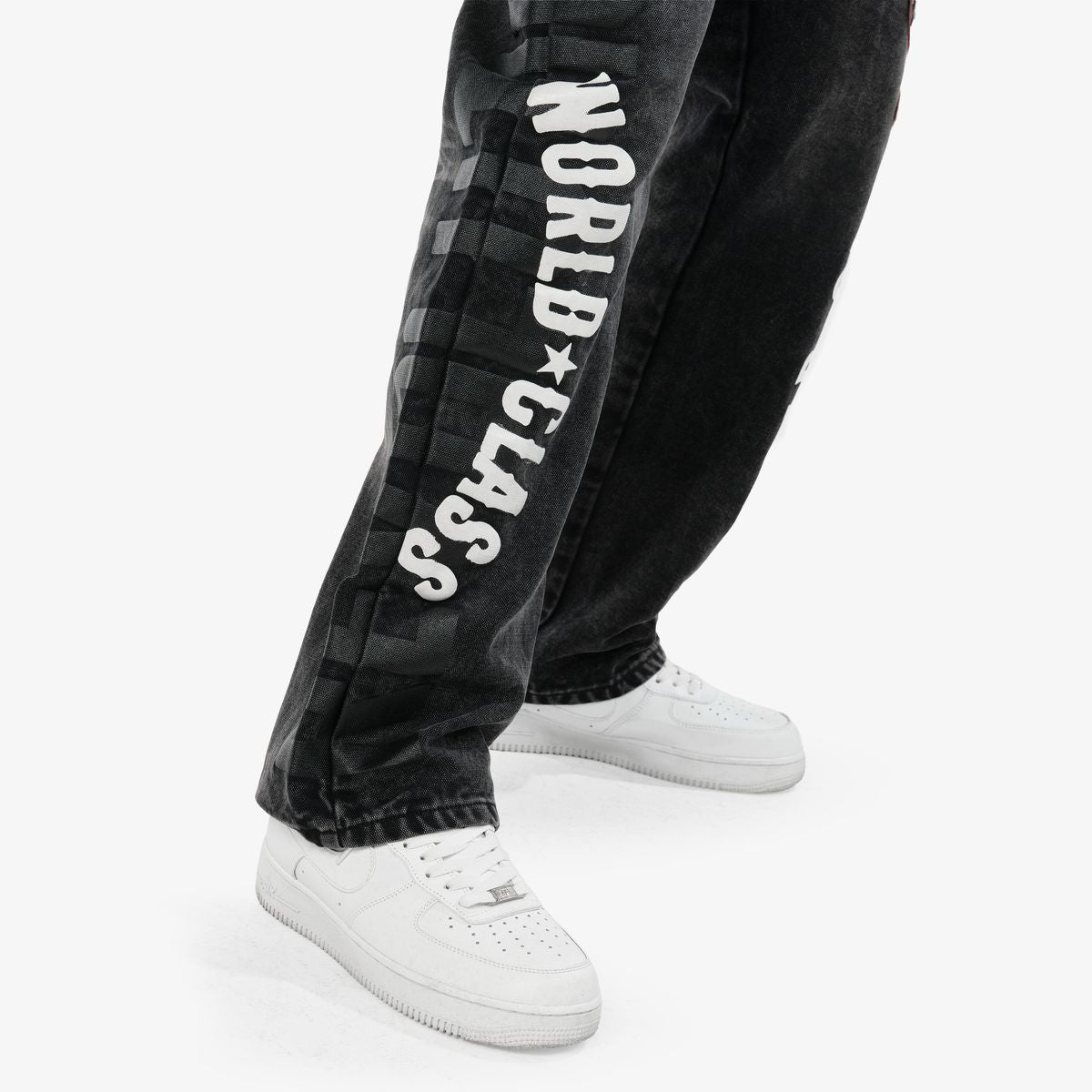 Mens Black World Class Graphic Jeans
