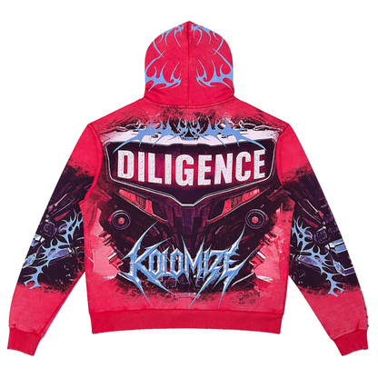 Mens Stray Diligence Full Zip Hoodie – Red