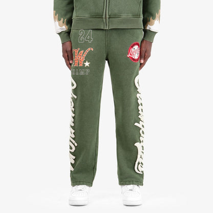 Mens World Champ Legacy Patchwork Sweatpants — Olive