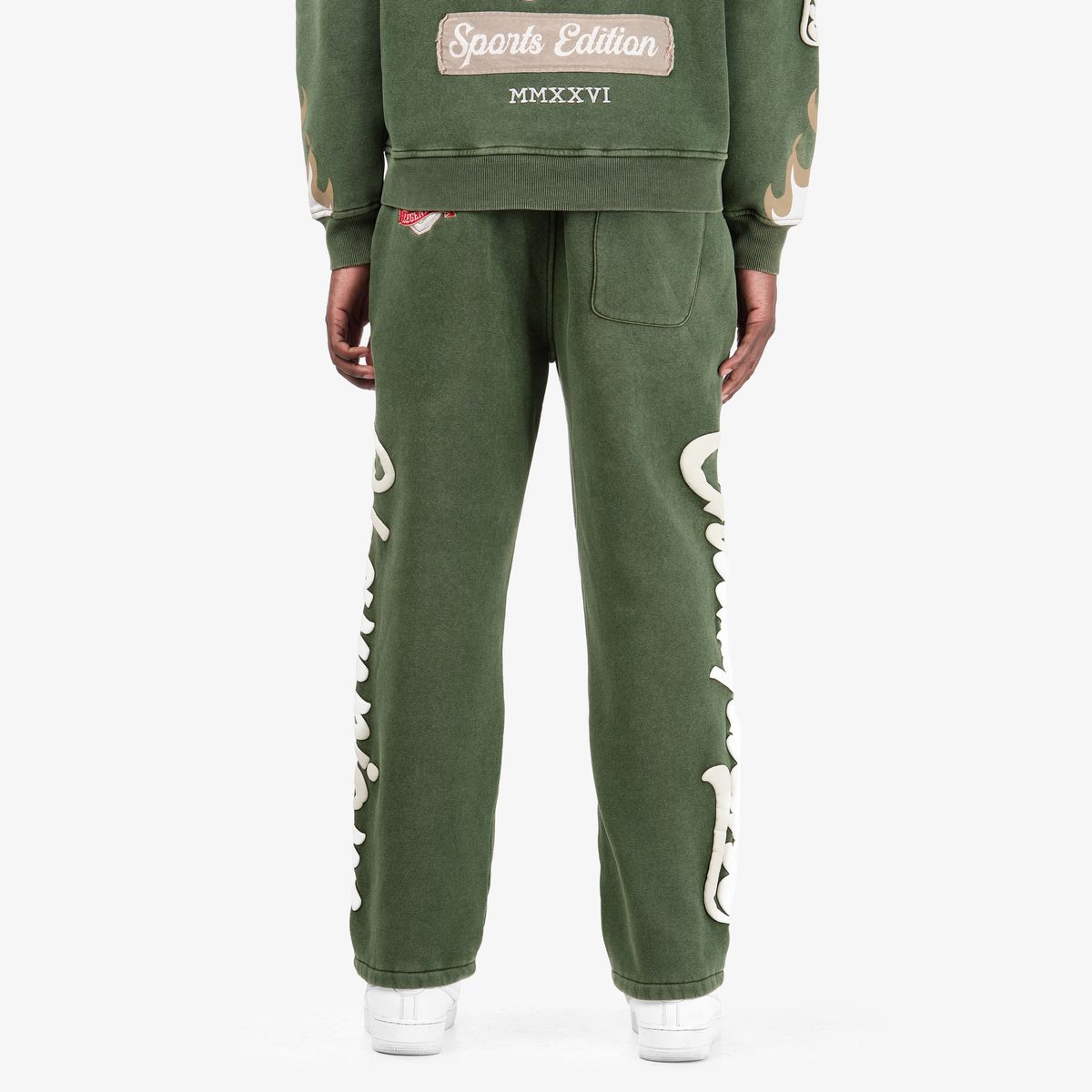 Mens World Champ Legacy Patchwork Sweatpants — Olive