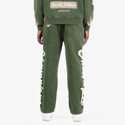 Mens World Champ Legacy Patchwork Sweatpants — Olive
