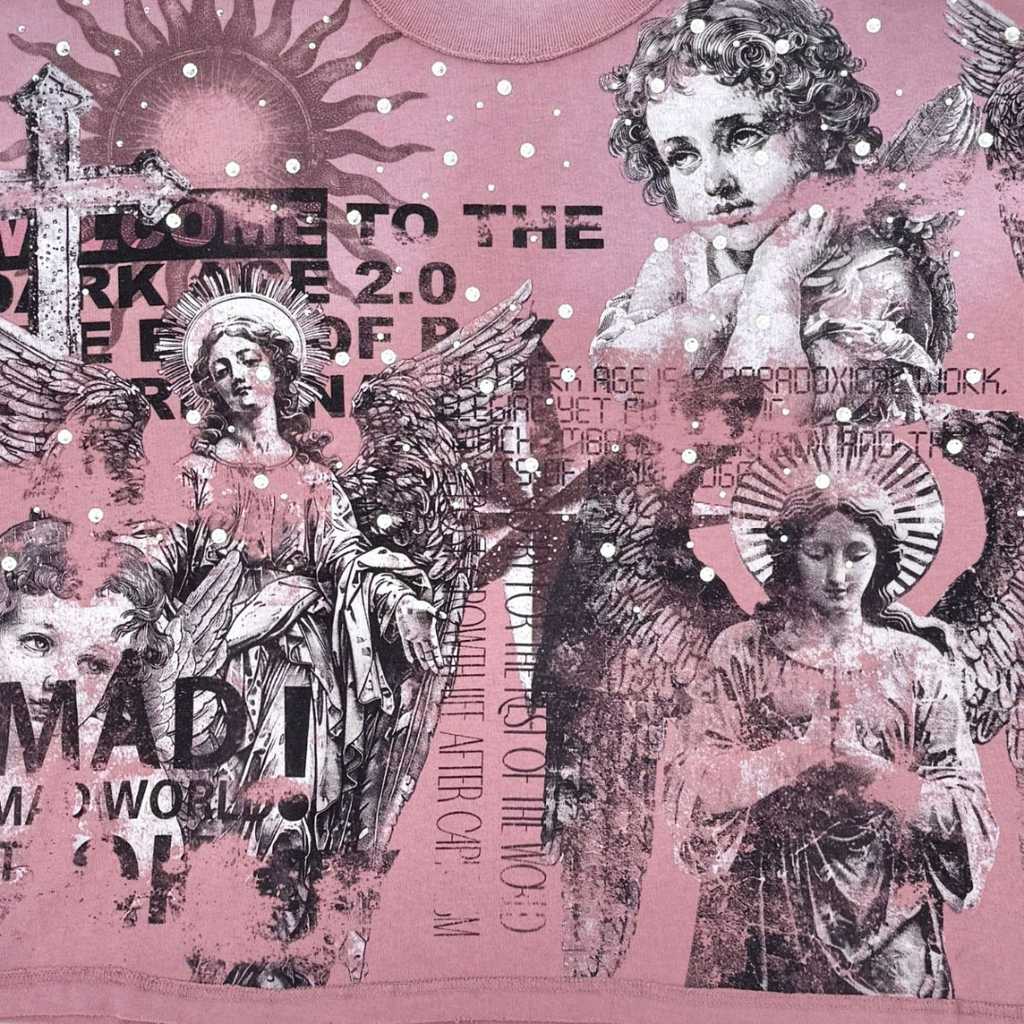 Washed Heavy Tee w/ All Over Rhinestones