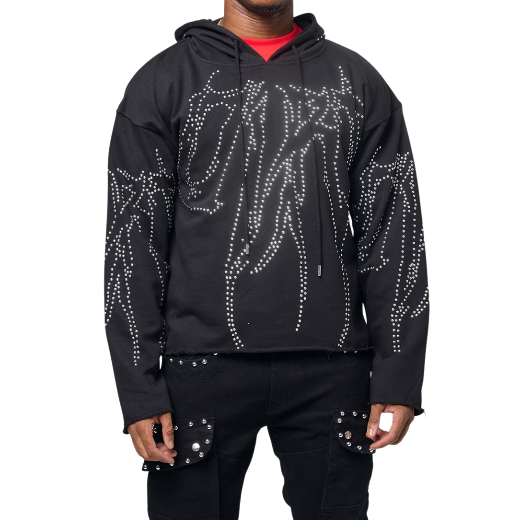Men's Studded Fleece Pullover Hoodie