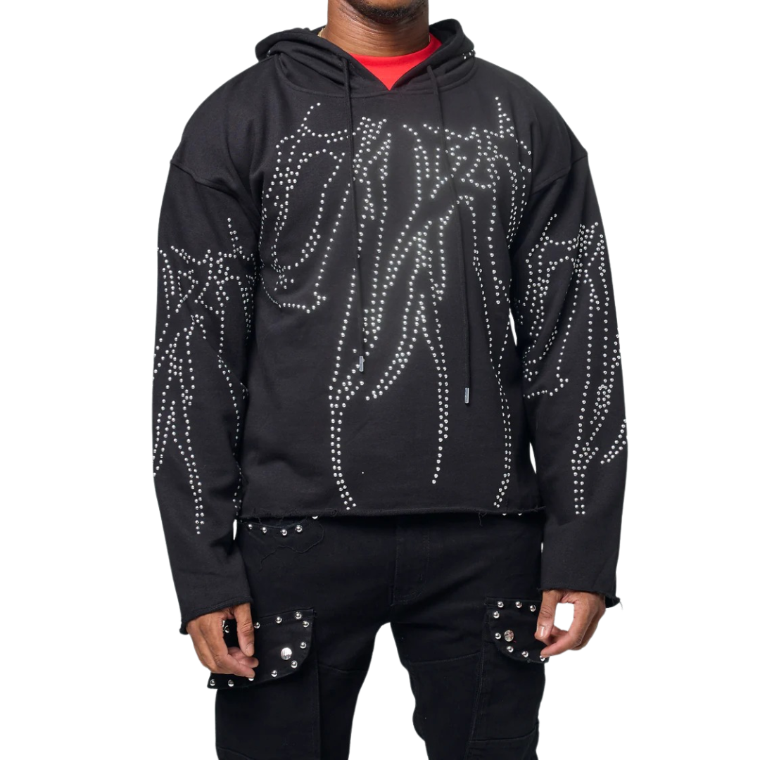 Men's Studded Fleece Pullover Hoodie