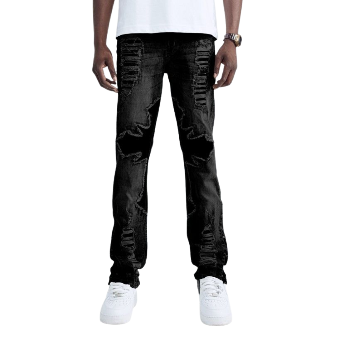 Straight Fit Patchwork Jean BL-80504